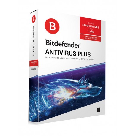 Bitdefender Antivirus Plus 1 Año 5 usuarios - Envío Gratuito