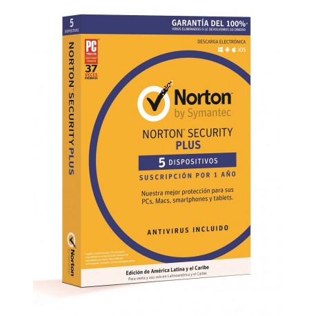 Norton Security Plus 1 Año 5 dispositivos - Envío Gratuito
