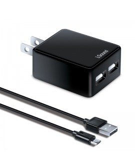 Isound Cargador de Pared 2.4 + Cable USB Negro - Envío Gratuito