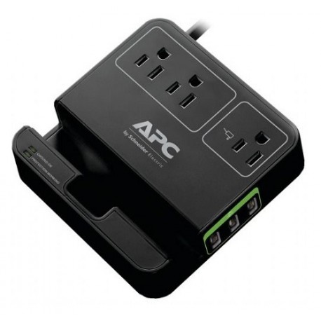 APC Supresor de picos 3 salidas 3 USB Negro - Envío Gratuito