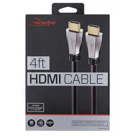 Rocketfish Cable HDMI 4K 1.2 mts Negro - Envío Gratuito
