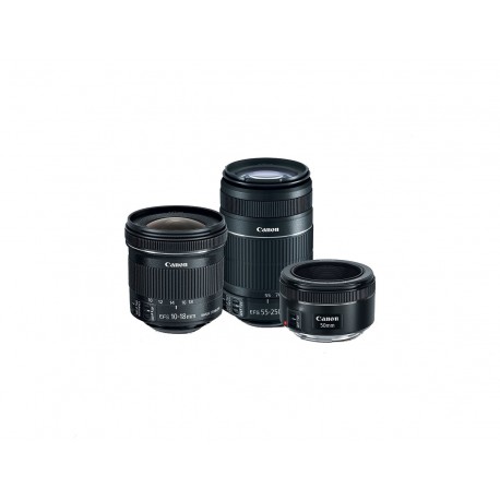 Canon Kit 3 lentes 55-250mm + 50 mm 1.8 + 10-18mm Negro - Envío Gratuito