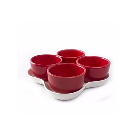 Crown Baccara Botanero de cerámica con 5 piezas Rojo - Envío Gratuito