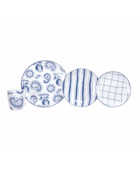 Crown Baccara Vajilla de porcelana Indigo con 16 piezas para 4 personas - Envío Gratuito